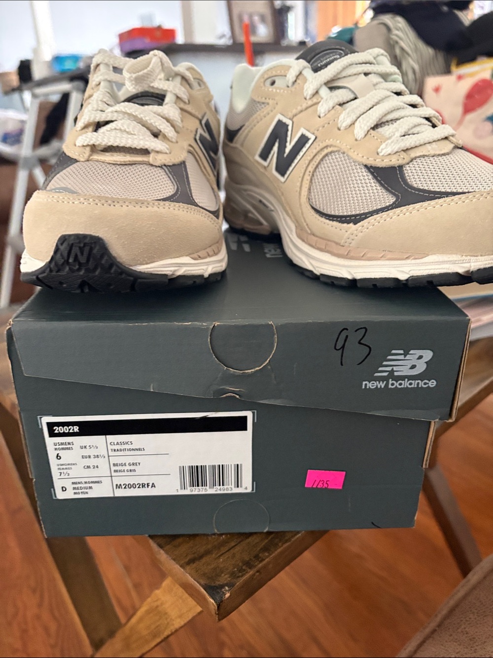 New Balance Beige and Grey 2002R Athletic Sneakers